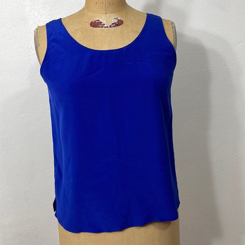 Vintage La Vogue cobalt blue silk sleeveless blouse